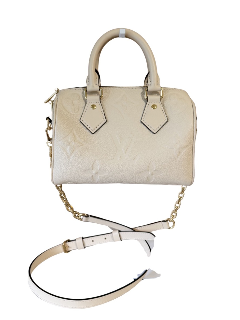 Louis Vuitton Speedy Bandoulière 20 Empreinte Crème Leather